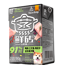 比瑞吉蒸鮮磚 全價(jià)成年期犬糧 鴨肉三文魚配方，添加枸杞子